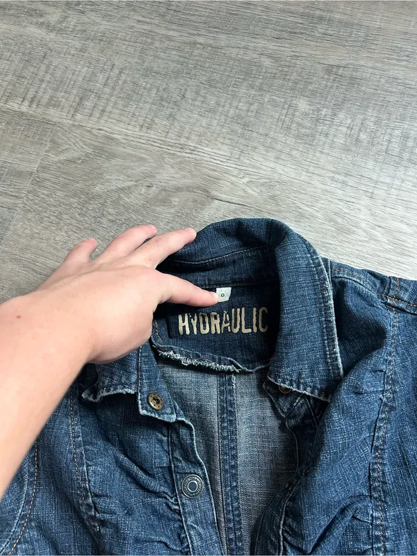 Vintage Hydraulic Y2K Denim Short Sleeve Button Down Mini Dress Size 0 XS - Image 4
