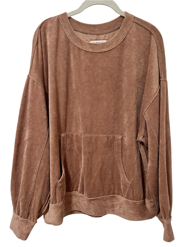 We The Free Preston Velour Pullover Sweatshirt Large Latte - Image 2