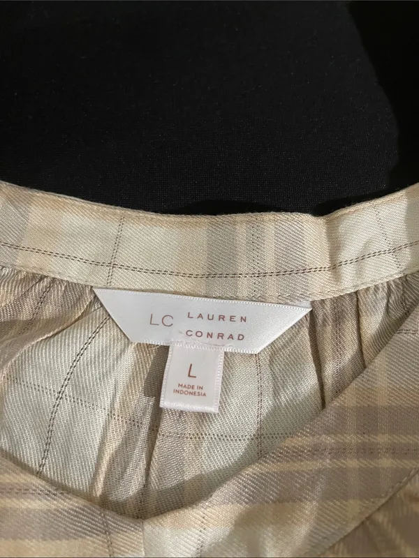 LC Lauren Conrad Beige Plaid Scoop-Neck Tunic - Image 6