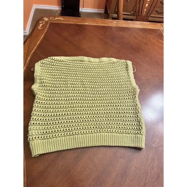 Broadway Crochet Tank Top - Women's Medium, Sage Cotton Blend - Image 8