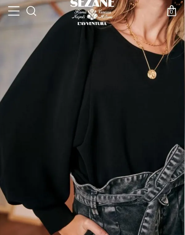 Sézane Black Benedicte Poof Button Sleeve Blouse - Image 2