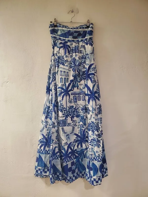 FARM Rio Sweet Rio Maxi Dress in Blue White XXS - Image 2