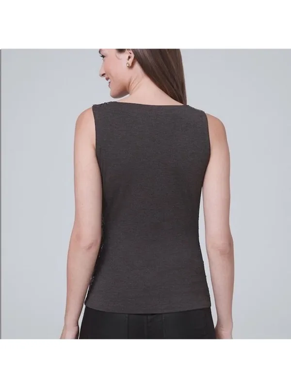 White House Black Market Sequin Cowl Neck Top Medium - Image 2