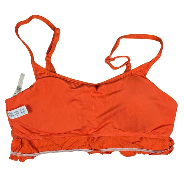 Aerie Orange Textured Lettuce‎ Hem Scoop Bikini Swim Top Crop Bra L - Image 3