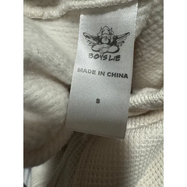 Boys Lie "Let Love Guide My Way" White Waffle Knit Sweatpants, size S - Image 5