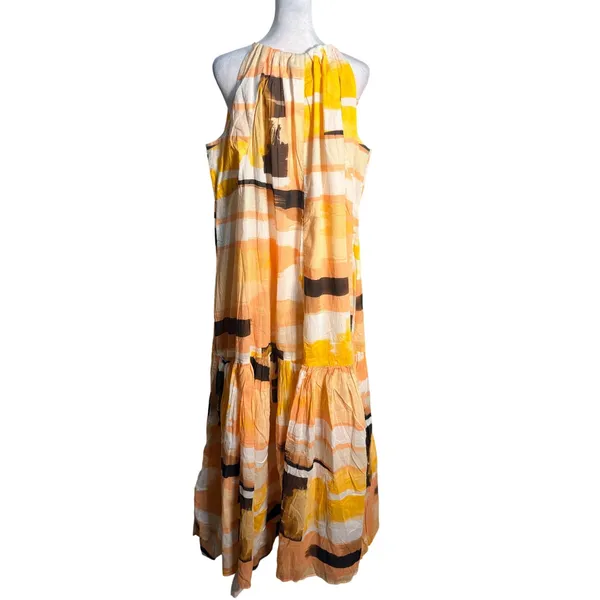 Lane‎ Bryant Yellow Abstract Brushstroke Embellished Maxi Dress Size 14/16 - Image 6