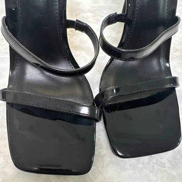 STEVE MADDEN Gracey Black Square Toe Stiletto Heeled Sandal 6.5 EUC - Image 6