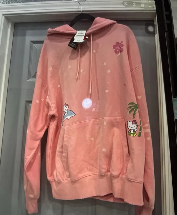 New Hello Kitty Peach Hoodie Sweatshirt Women SIZE M - Image 3