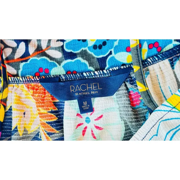 Rachel Roy Rikki Tropical Midnight Combo tiered camisole tank top blouse sz M - Image 12