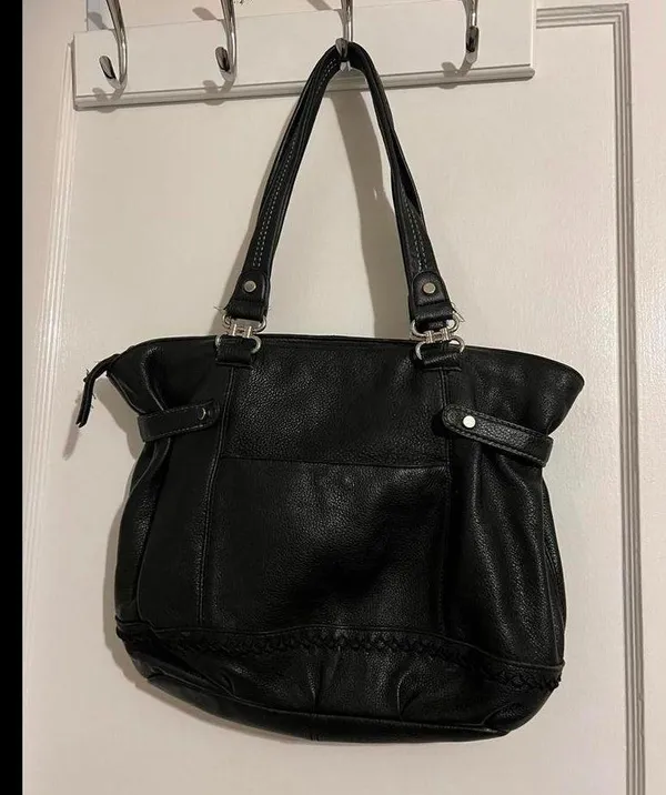 Stylish Black Leather Tote Bag by The Sak - Image 3