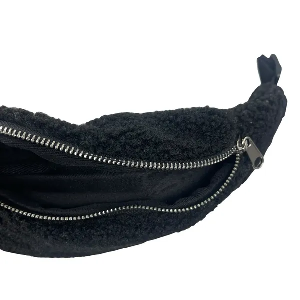 GAP Women's Black Faux Sherpa Fur Fanny Pack Adjustable Sling Borg Bum Belt Bag - Image 7
