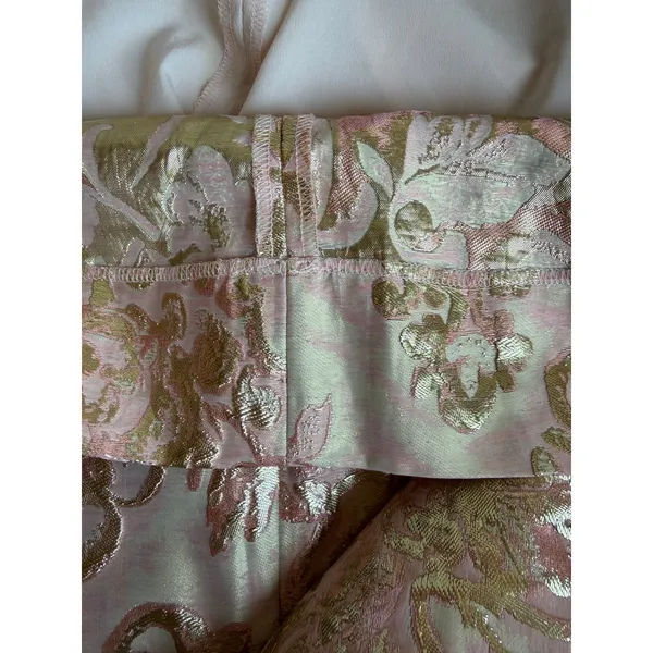 Sandro Paris Metallic Jacquard Mini Dress Size 1 Pink Gold Ruffle - Image 12
