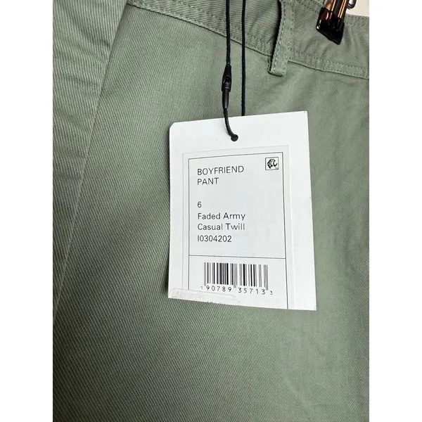 NWT Theory Boyfriend Pant in Faded Army Casual Twill Sz. 6 - Image 4