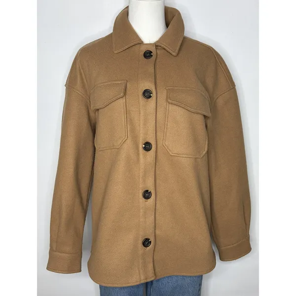 Avec Les Filles Camel Brown Wool Blend Shacket Shirt Jacket Women Small - Image 2