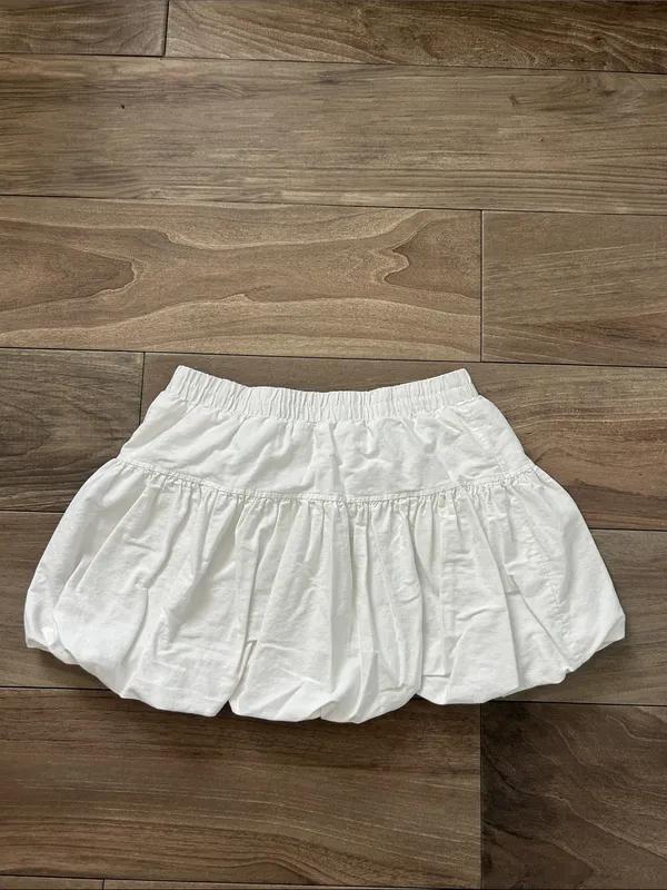 No Boundaries White Bubble Skirt with Ruffle Trim & side bows - Image 4