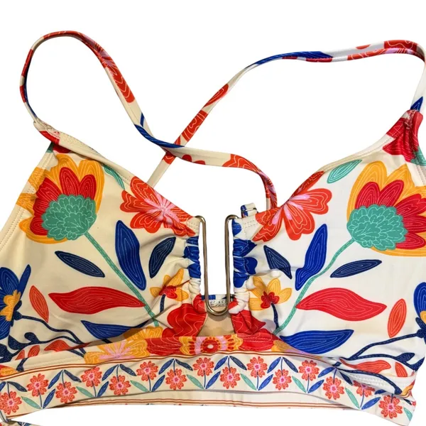 NWT Makemechic Floral U Wire Bikini Set Cutout High Waist Medium - Image 5