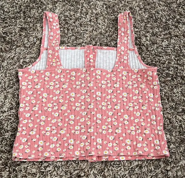 Forever 21 Pink Floral Cropped Tank Top - Image 6