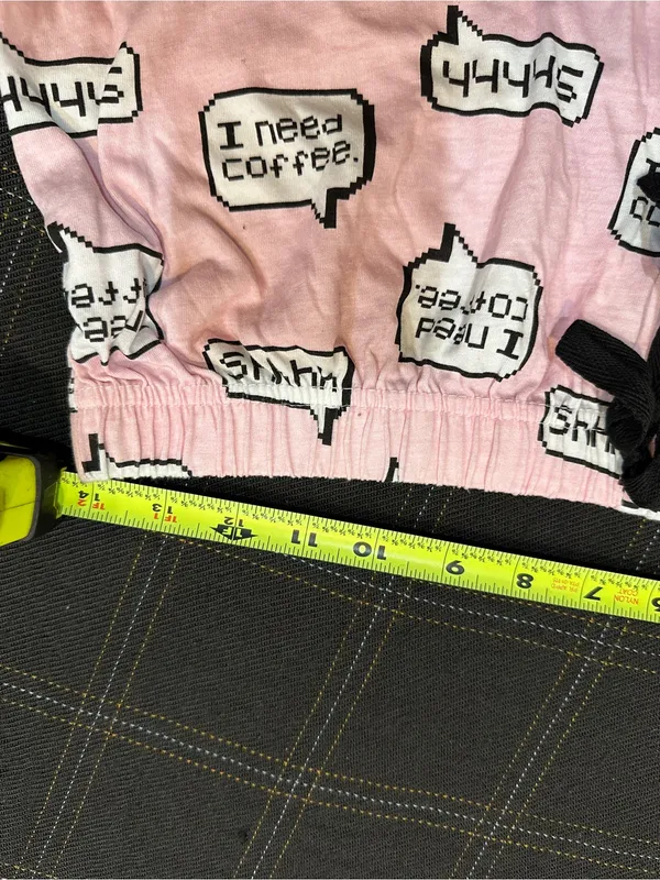 Girls Pink Coffee Graphic Pajama Tank & Shorts Set - Image 3