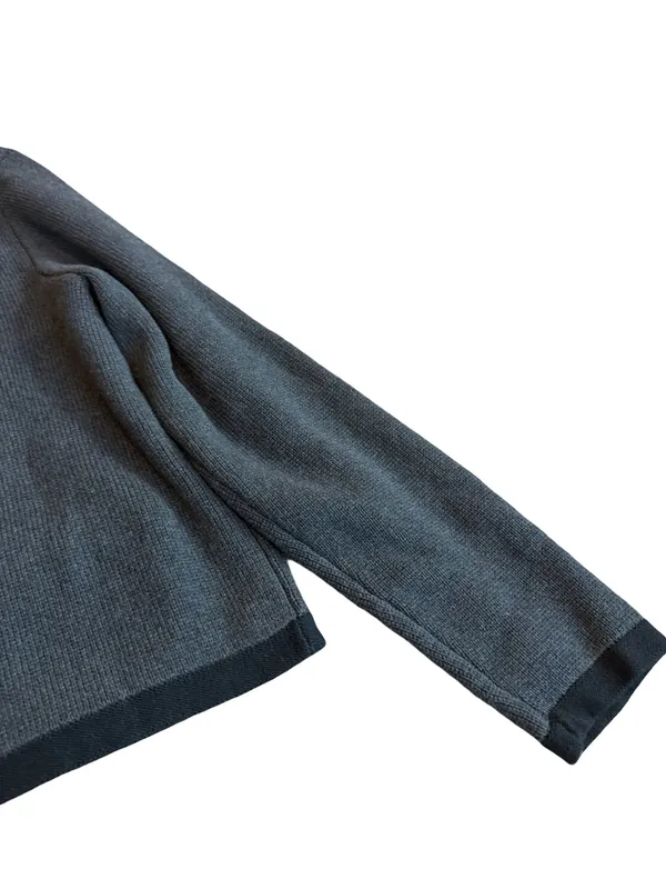 Quince Charcoal Black Colorblock Cardigan Sweater Collarless Cardi Large Women's - Image 11