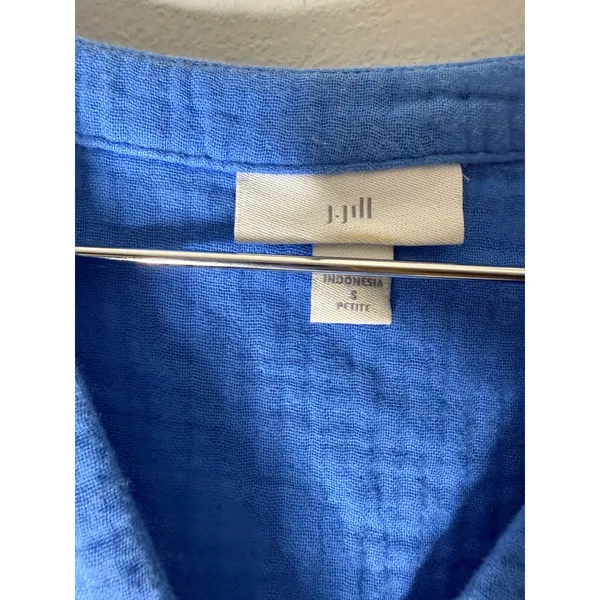 J Jill cotton gauze tiered drop‎ waist mini dress blue beachy size small - Image 4