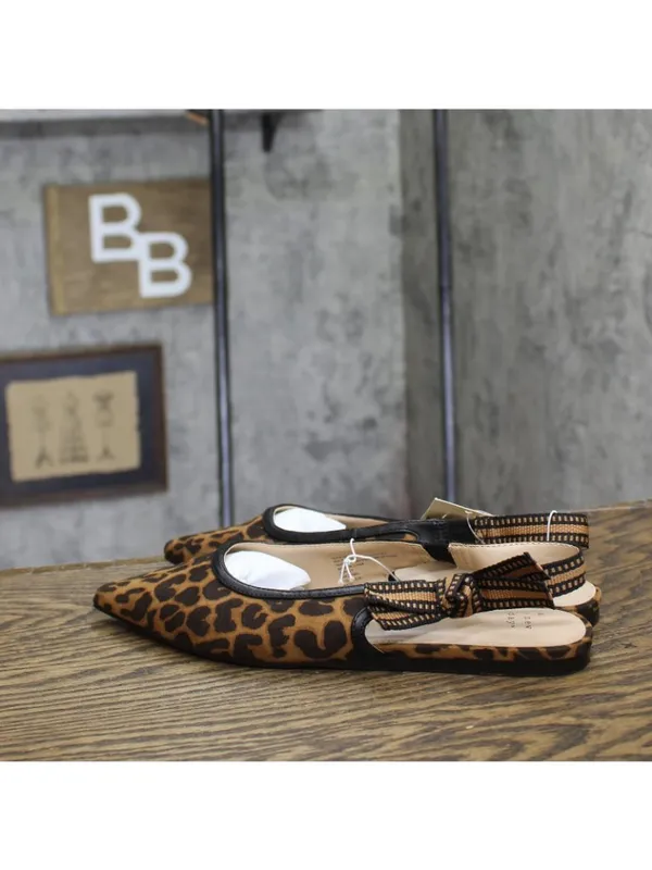 NWT A New Day Womens London Sling Back Flats Sandals 94303555 Leopard Brown 7M - Image 3