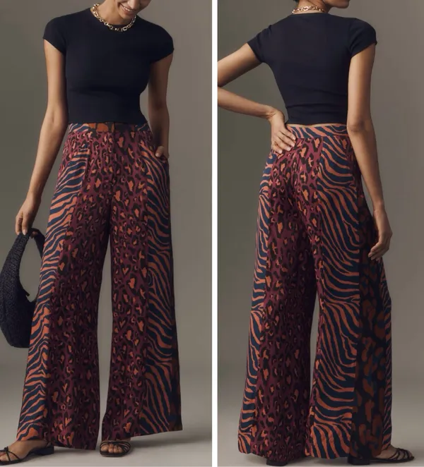 Lowry Farm Pants Farm Rio Mixed Print Wide-Leg Pants, Size S - Image 2