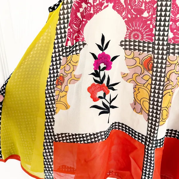Vineet Bahl Anthropologie Jardin Printed Embroidered Swing Tank - Image 3