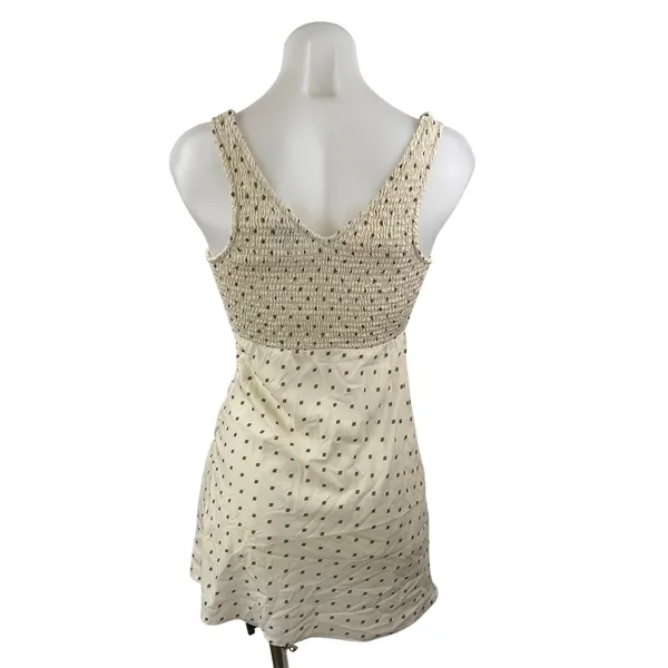 Princess Polly Cream Polka Dot Sleeveless Plunge V Neck Mini A-Line Tank Dress 2 - Image 4