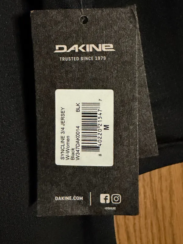 Dakine Syncline 3/4 Jersey Women's Jersey, Black, Medium NWT - Image 2