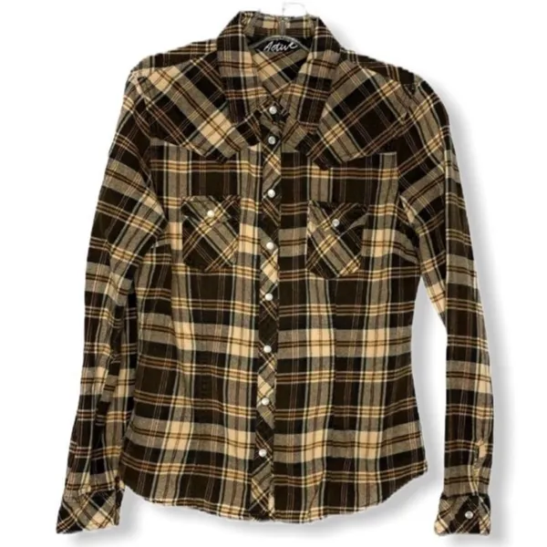 Active Western Cut Flannel Shirt Brown Size XS - Image 2