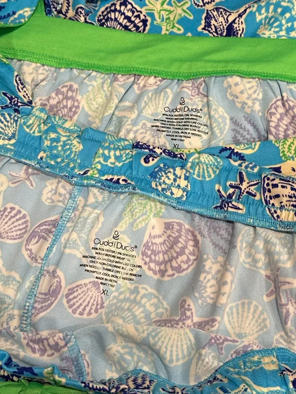 Cuddl Duds Pajama Set Cozy 2pc Tank Top Shorts NEW Blue Seashells XL - Image 10