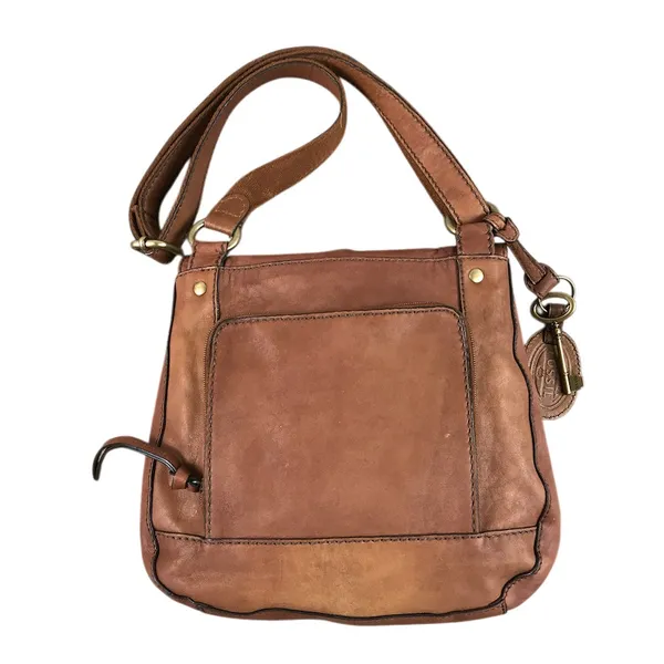 FOSSIL VTG Carson Turn-Lock Leather Crossbody Bag Brown Retro Y2K Timeless - Image 4
