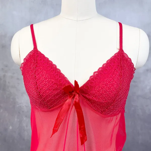 Very Sexy Chemise Nightie Slip Dress Womens‎ 10 Red Sheer Whimsy Fairy Dainty - Image 2