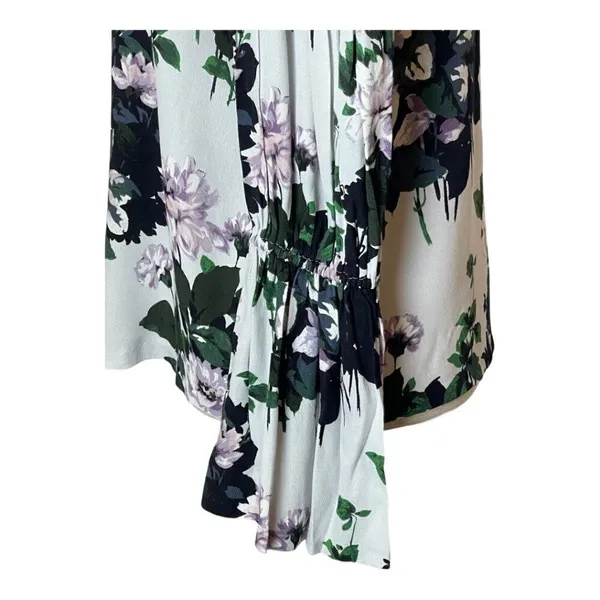Club Monaco White Floral Print Puff Bell Sleeve Crew‎ Neck Blouse Size S - Image 5