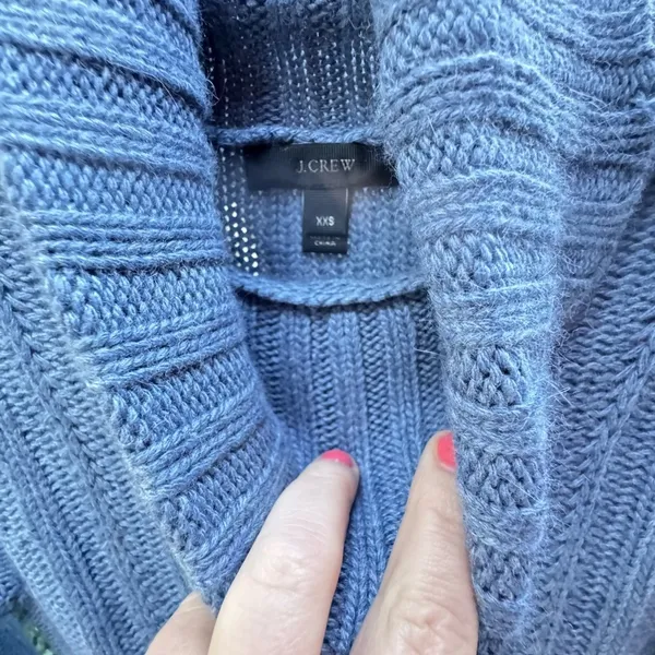 J. Crew Cable Knit Light Blue Mock-neck Sweater XXS wool rabbit hair blend - Image 5