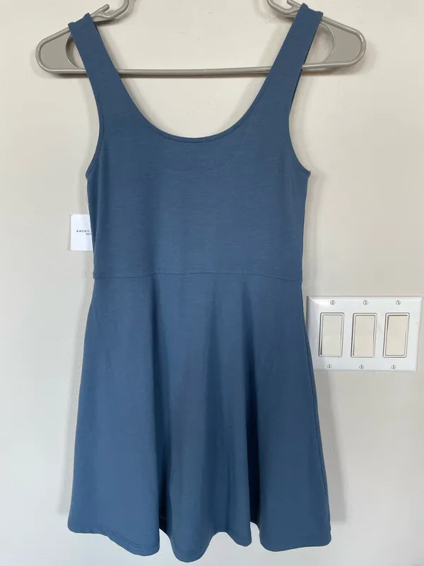 NWT American Eagle Outfitters Women’s Mini Dress Scoop Neck Blue Size XS - Image 3