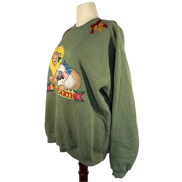 Lee Ugly Christmas Sweatshirt | Vintage "Peace on Earth" Lion & Lamb | Size XL - Image 2