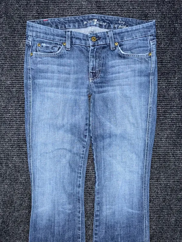 RARE 7 For All Mankind A Pocket Low Rise Bootcut Jeans Sz 28 x 30.5 USA Made VTG - Image 4