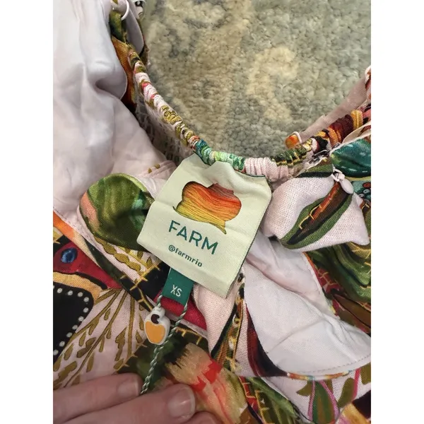 Farm Rio Into the Jungle Mini Dress Tropical Print, XS Linen $190 NWT - Image 10