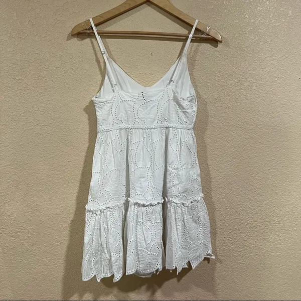 Minkpink White Nirvana Embroidered Leaf Swing Mini Dress XS - Image 7
