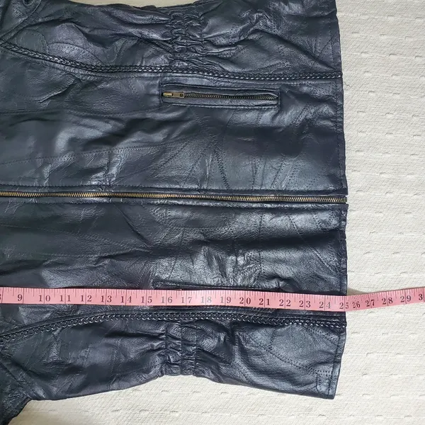 Andrew Michael Vintage Women's Black 100% Leather Jacket Quilted‎ Pattern Size L - Image 6