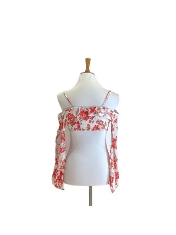 Ale by Alessandra Roshina Crop Top Red Size XS Revolve Floral Boho Festival Cute - Image 13