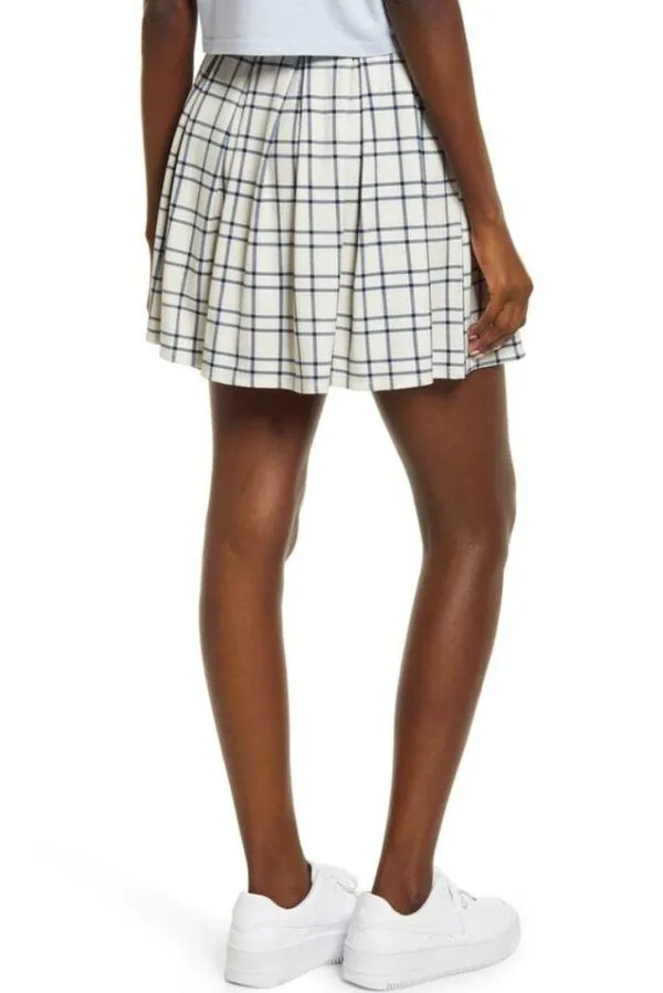 bp Amanda Tennis Mini Skirt Windowpane Print Beige Blue Size 2X NWT - Image 3