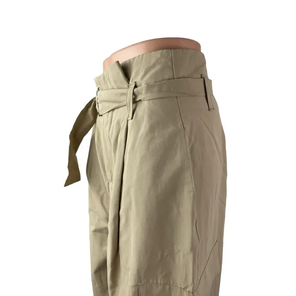 Zara Women's Beige High Rise Pleated Belted Baggy Tapered Trousers Cargo Pants S - Image 2
