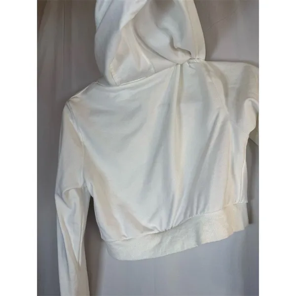 Brandy Melville ZAFUL Cropped Full Zip Hoodie Jacket Womens Size S White Casual - Image 9