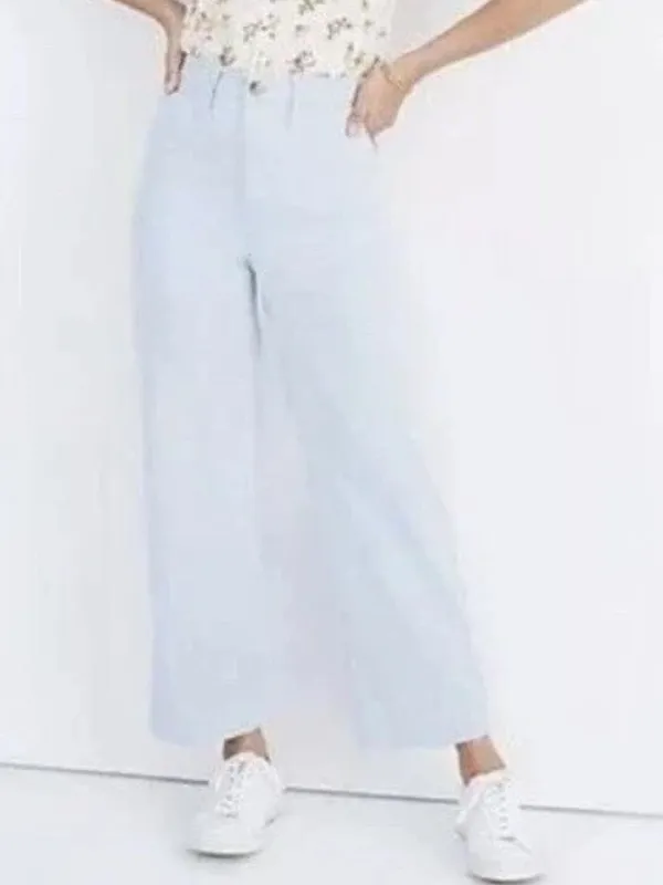 Madewell Emmett Cropped Wide Leg Pants, Light Blue Speckled Canvas, Sz 25, VGUC - Image 16