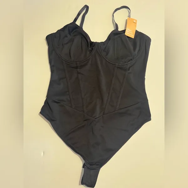 Popilush Corset Bodysuit Built in Bra V Neck Tummy Control Thong Shapewear NEW - Image 3