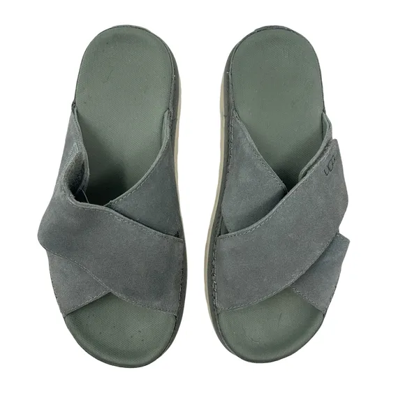 UGG‎ Goldenstar Cross Slide Sandal Olive Green Suede Size US 9.5 - Image 2