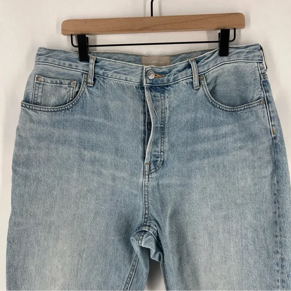 Everlane Cotton Light Blue Denim Button Fly High Rise‎ Straight Ankle Jean - Image 3