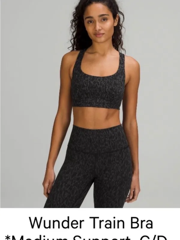 lululemon athletica Black & Charcoal Patterned Racerback Sports Bra - Image 3
